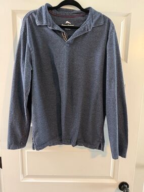 Tommy Bahama Men's Heather Navy V-Neck Long-Sleeve Pullover